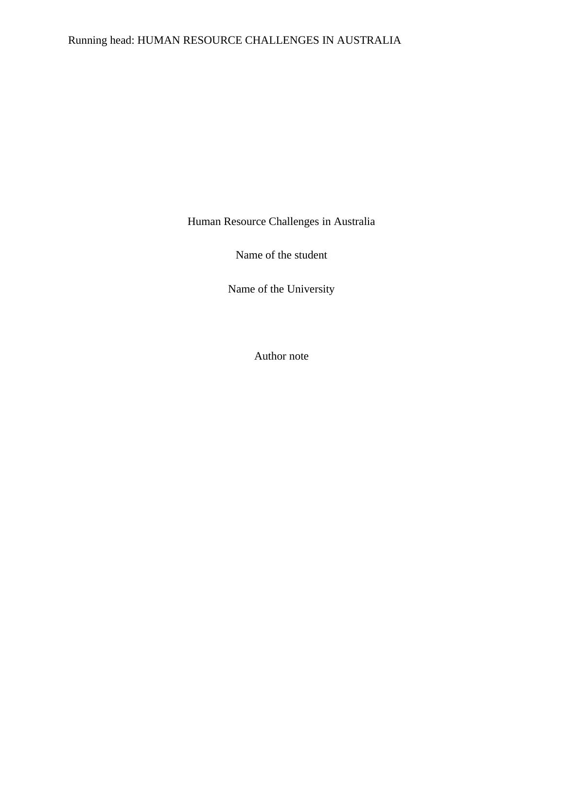 Human Resource Challenges in Australia_1