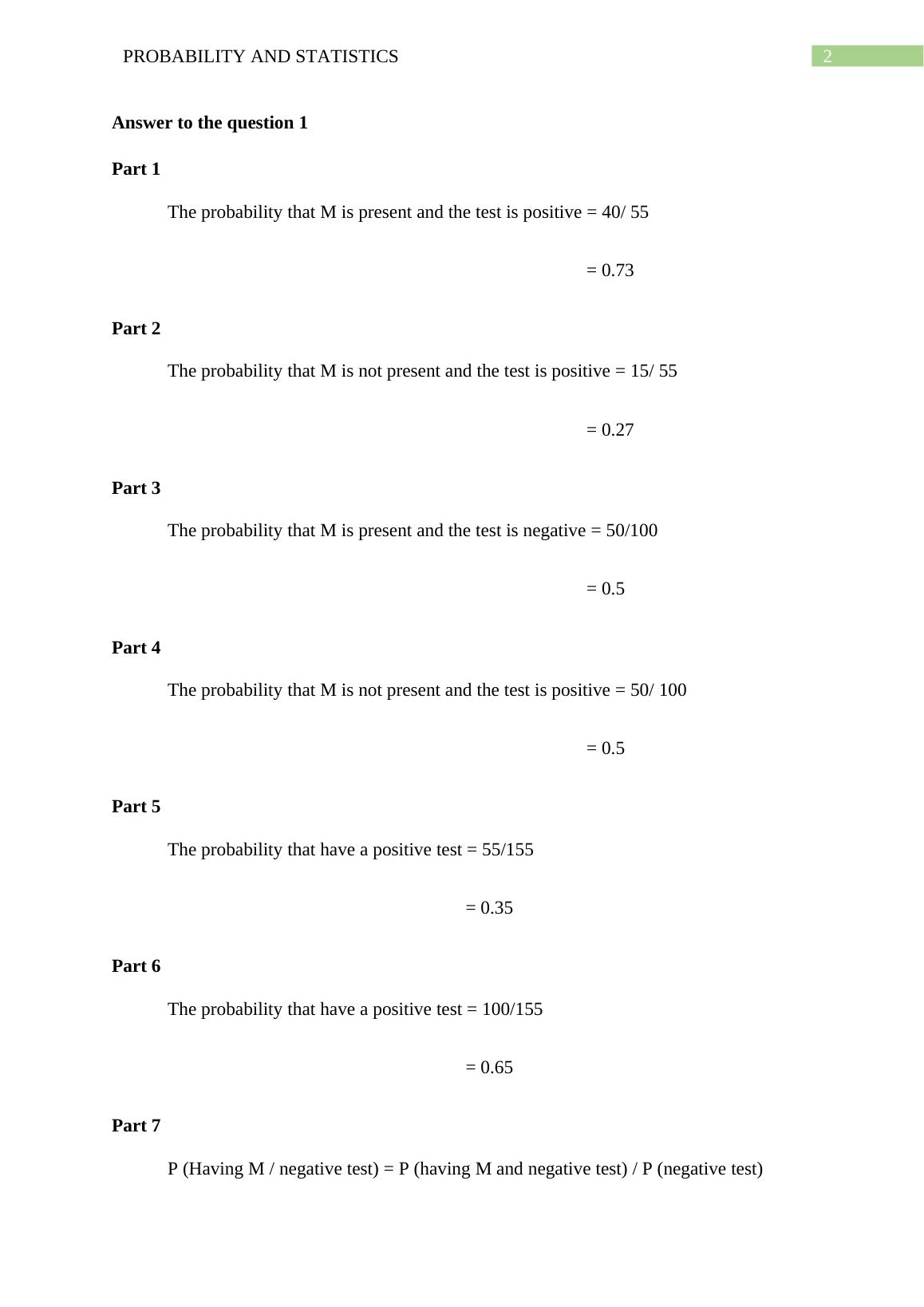 Probability And Statistics Question Solution 2022