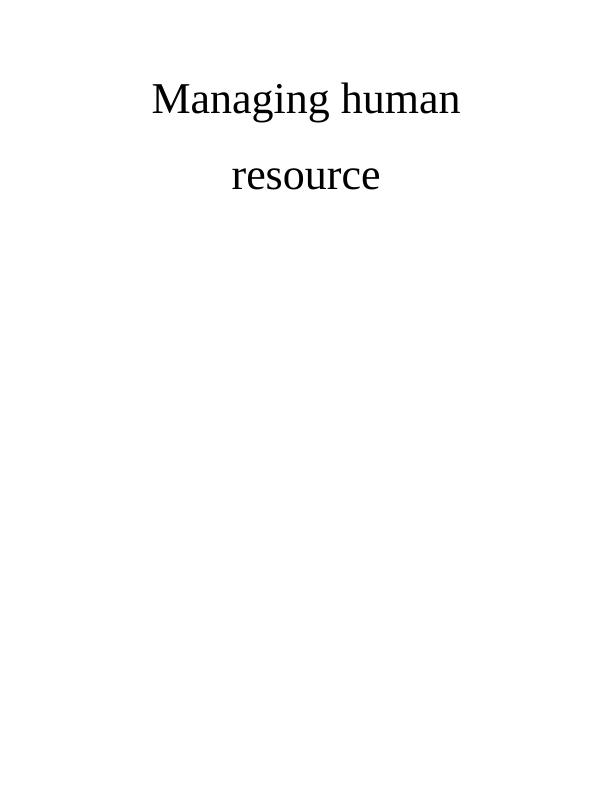 Managing Human Resource: Report_1