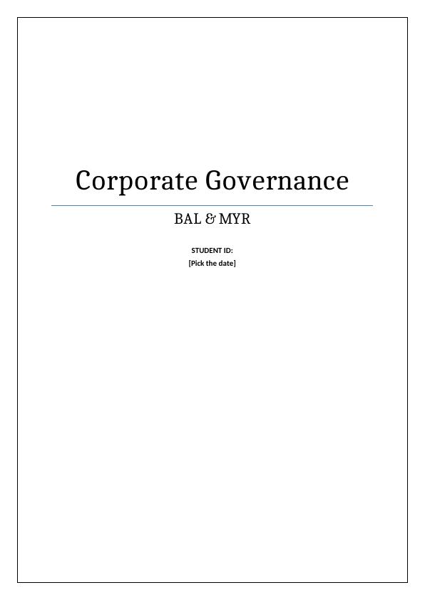 ACC03043 - Agency Theory of Corporate Governance | Assignment_1