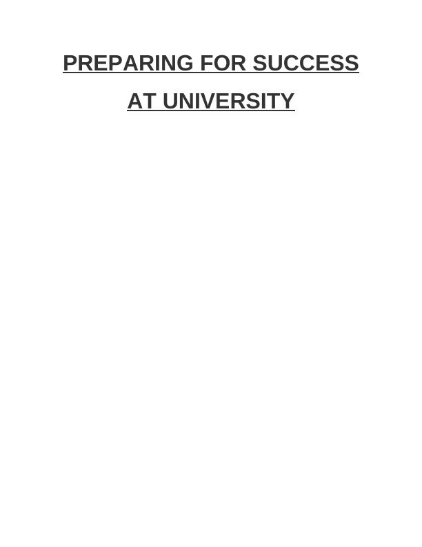 Preparing For Success At University Assignment_1