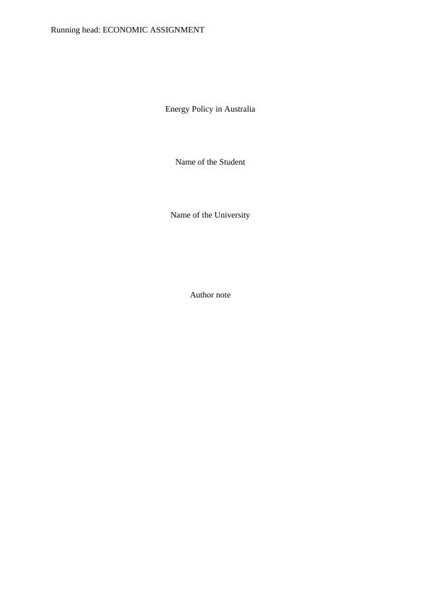Energy Policy in Australia - Economics for Business_1