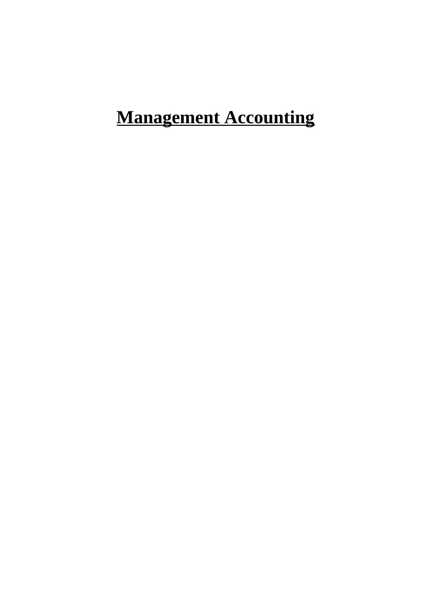 Management Accounting | Managerial Accounting | Assignment_1