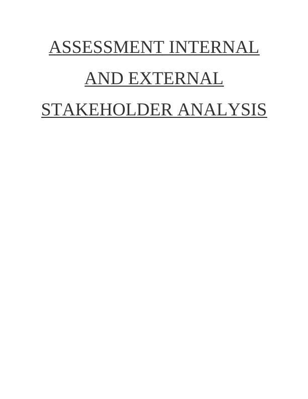 Internal and External Stakeholder Analysis Assignment_1