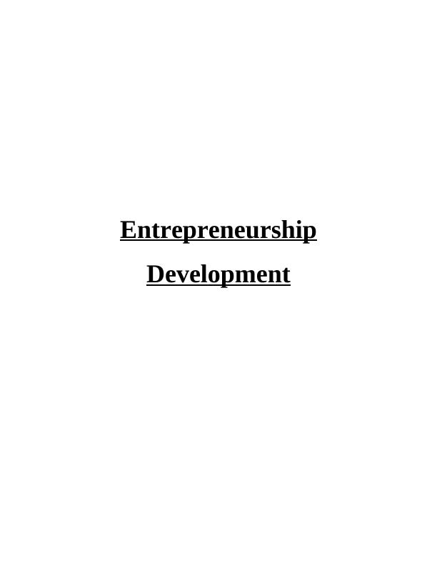 Entrepreneurship Development - Desklib