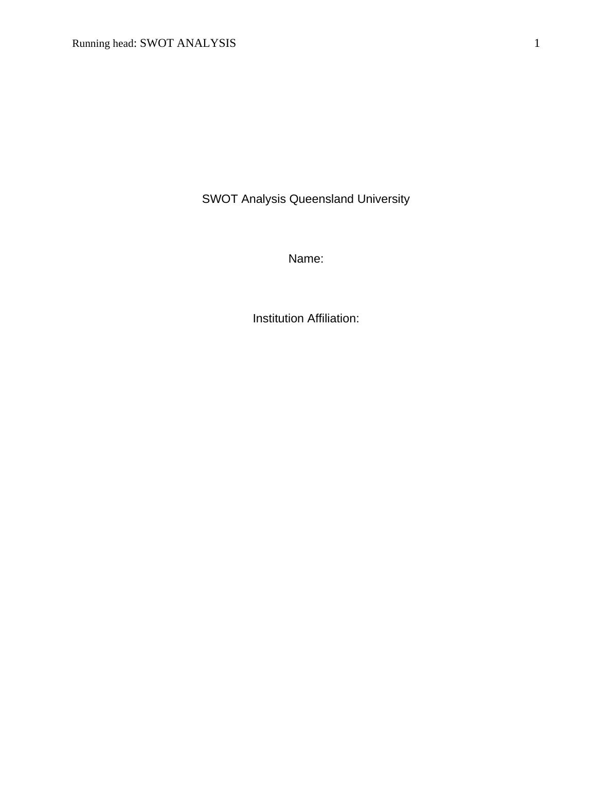 SWOT Analysis of Queensland University_1