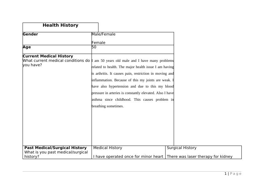 Assignment on Health History_1