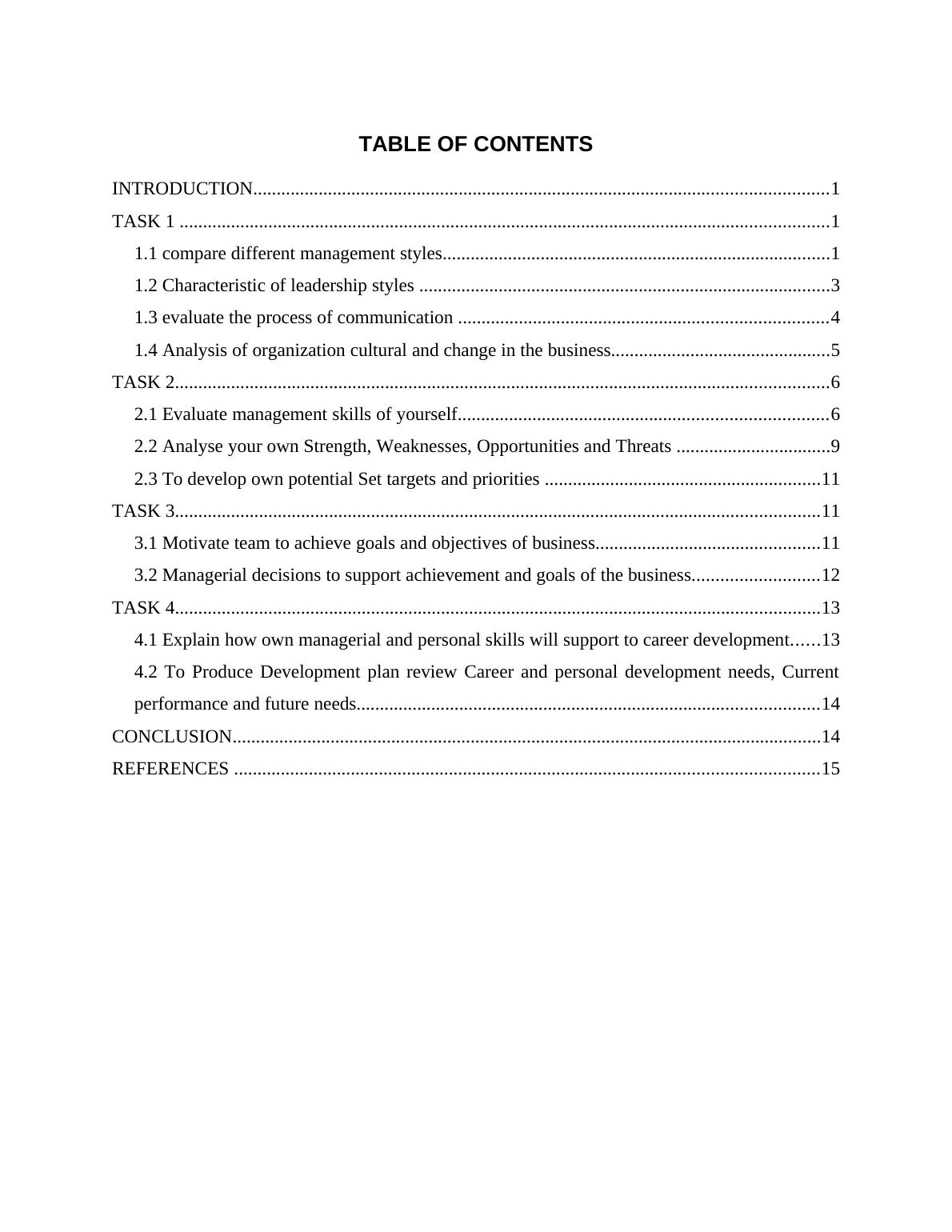 The Development Manager TABLE OF CONTENTS INTRODUCTION 1 TASK 11_2