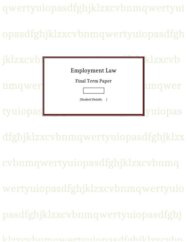 Employment Law Assignment : Plaintiff_1