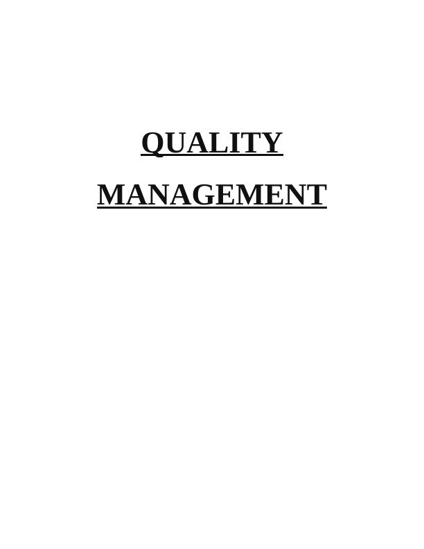 Quality Management: Process Improvement for Organisation Department_1