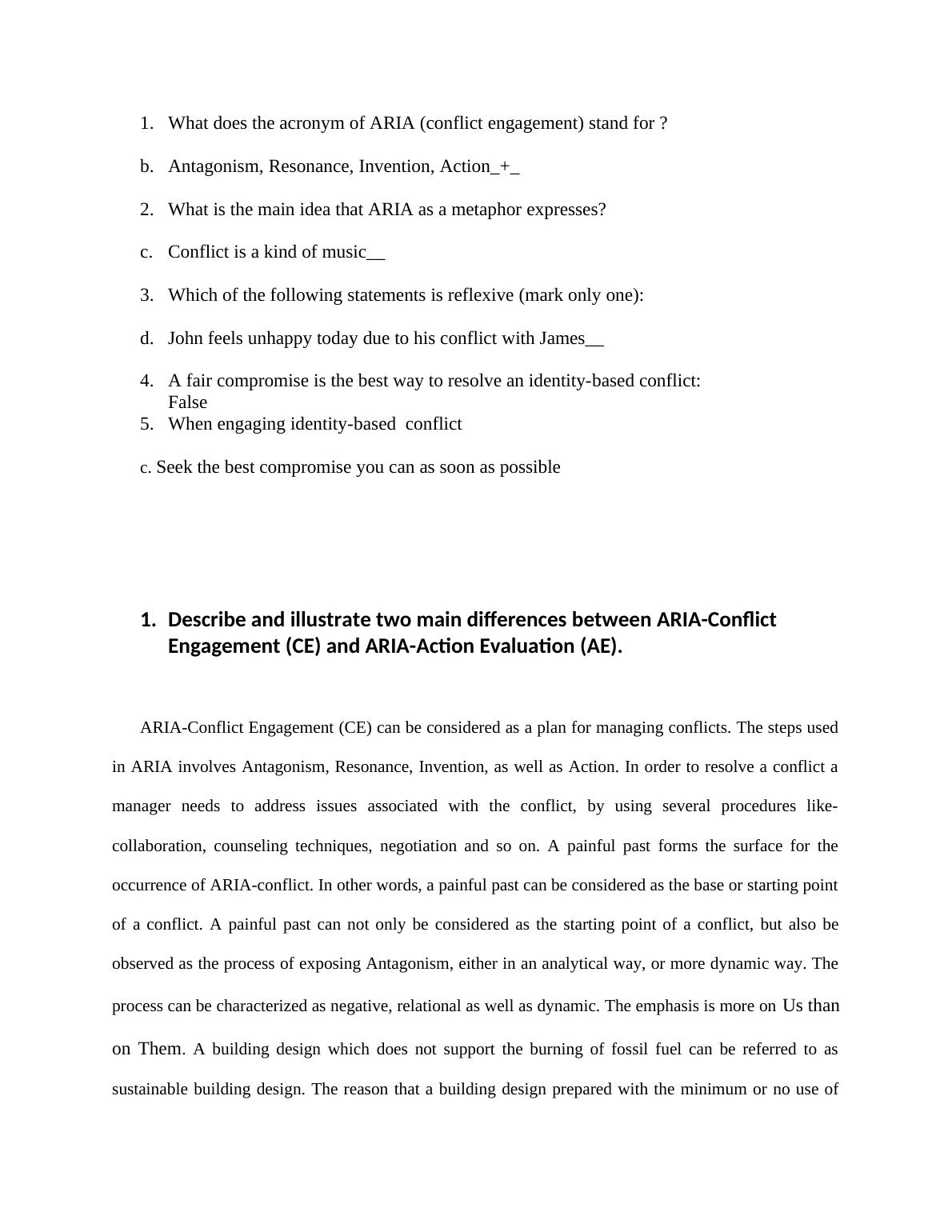 differences between Conflict Engagement & Action Evaluation