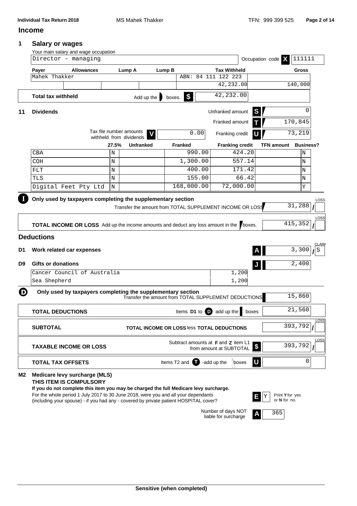 Individual Tax Return Form 2018 Guidelines and Requirements TFN 999