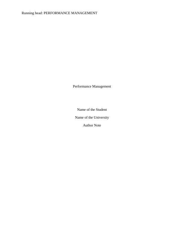 Performance  Management Assignment_1