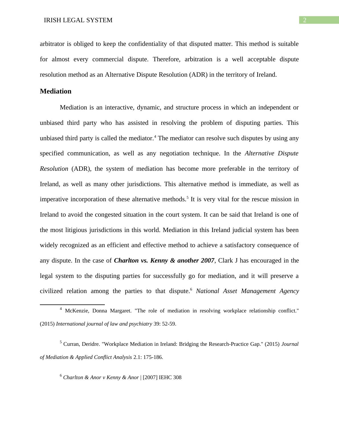 Irish Legal System Case Study 2022