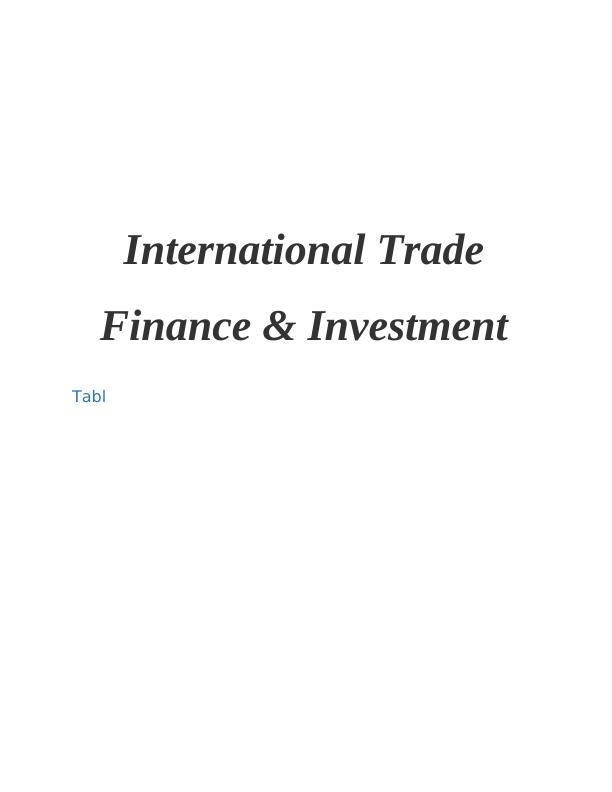 International Trade Finance and Investment_1