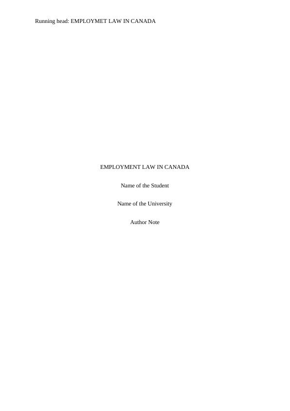 Employment Law in Canada - Legal Framework, Standards, Acts and Comparison_1