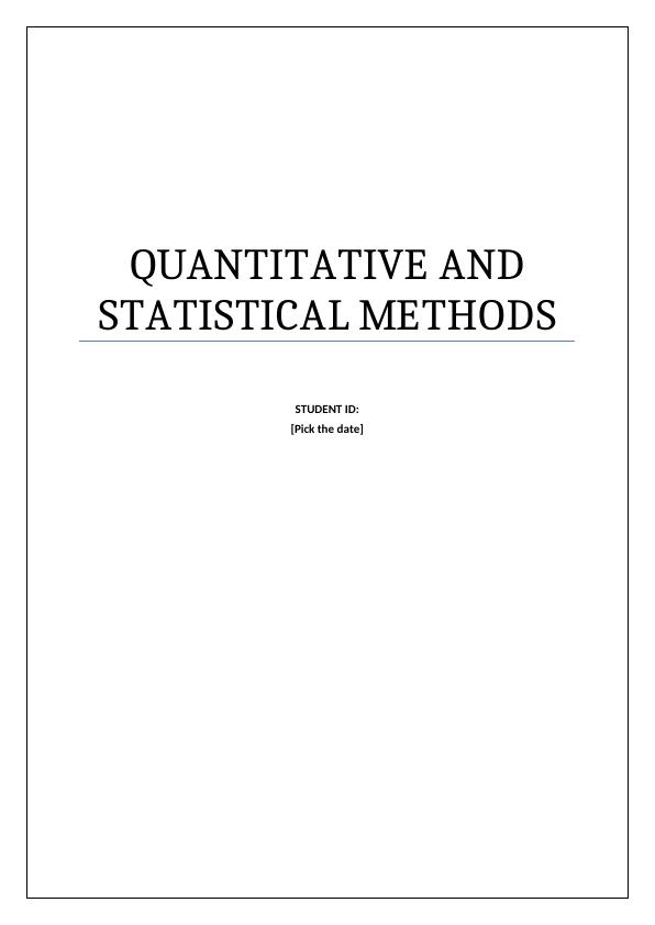QSM 2463 : Quantitative and Statistical Methods_1