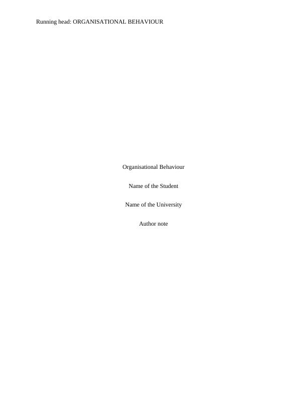 (pdf) Organizational Behavior - Assignment Sample_1