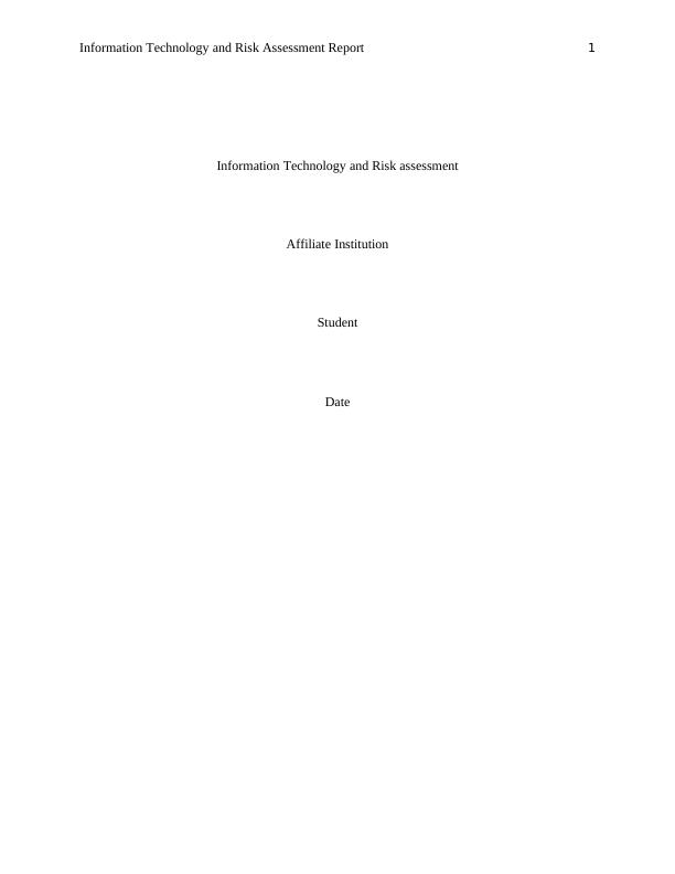 Information Technology and Risk Assessment Report_1