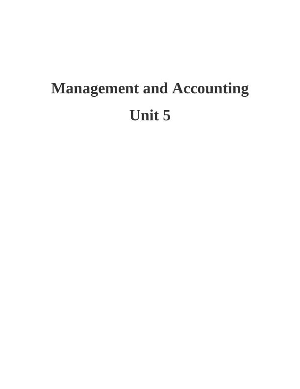 Management and Accounting: MA Systems, Methods for Management Accounting Reporting, Calculation of Costs_1