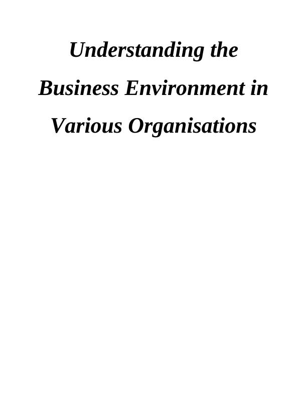 Understanding the Business Environment in Various Organisations_1