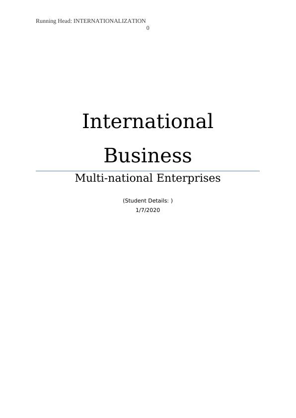 Assignment on International Business - Multi-national Enterprises_1
