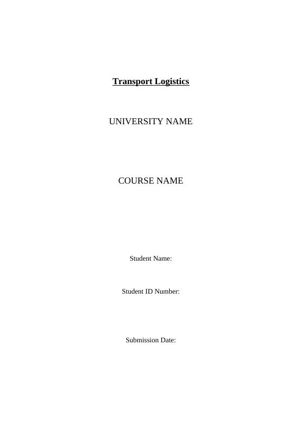 Transport Logistics Course 2022_1