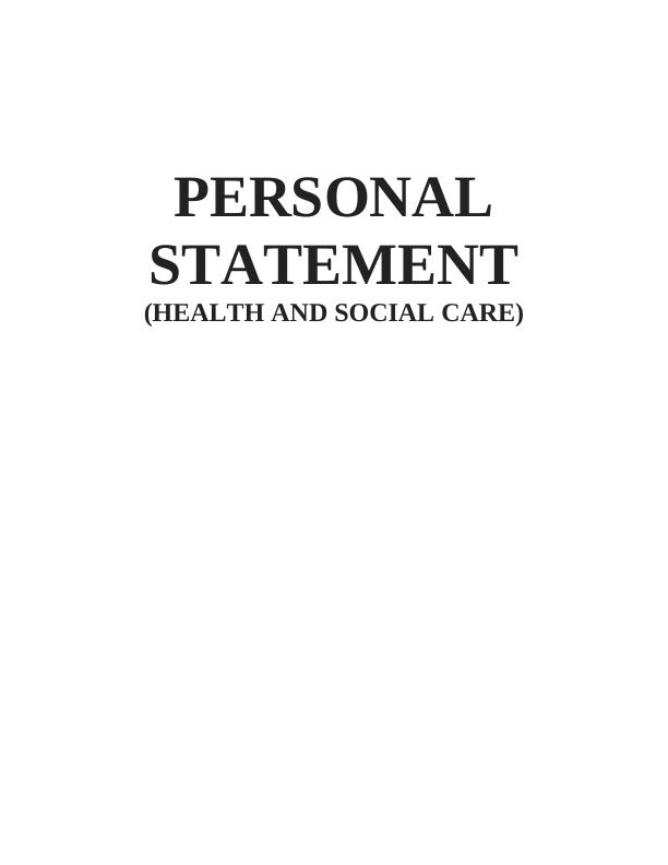 sample of personal statement for health and social care