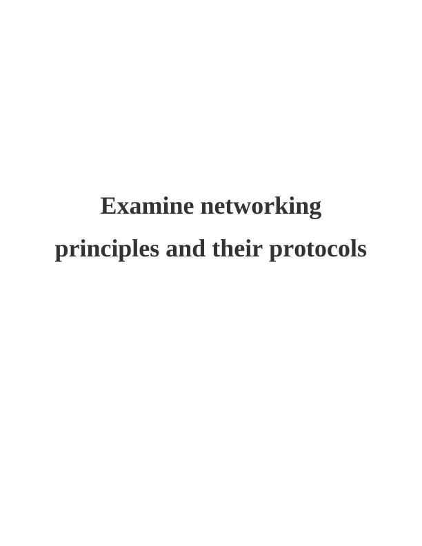 Networking Principles and Their Protocols
