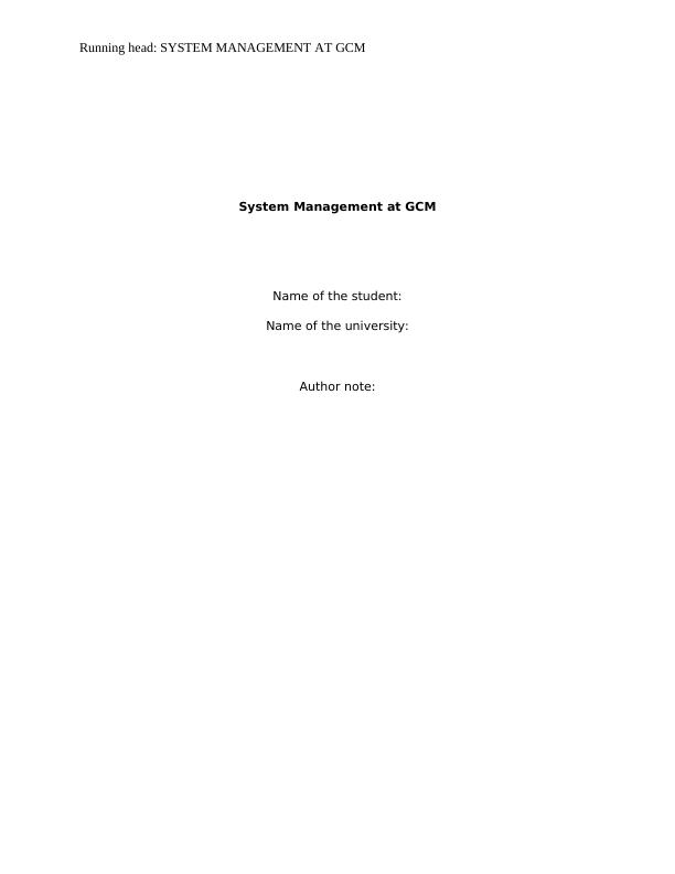System Management at GCM Report 2022_1