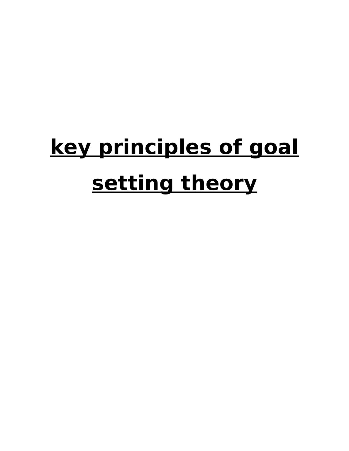 Key Principles of Goal Setting Theory