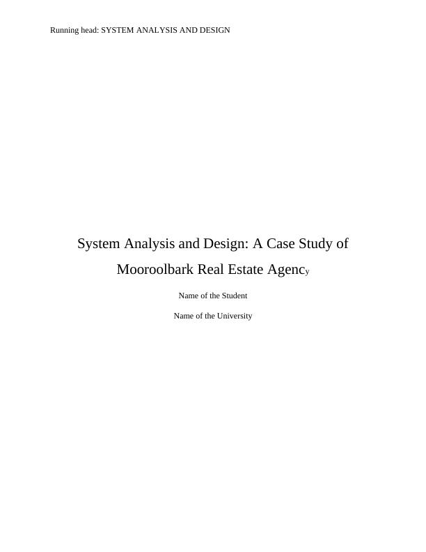 Report on System Analysis and Design_1