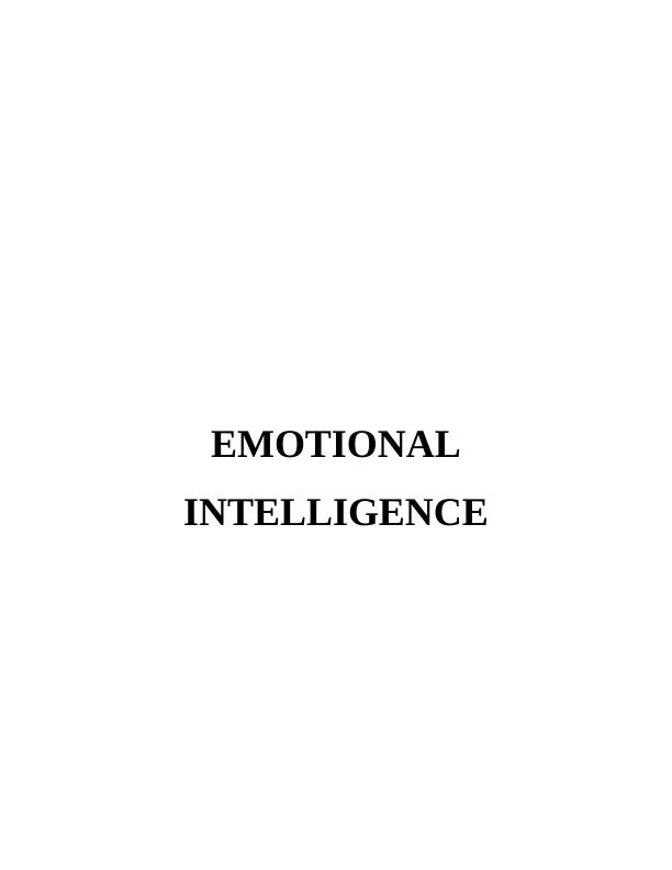 Emotional Intelligence Assignment Sample_1