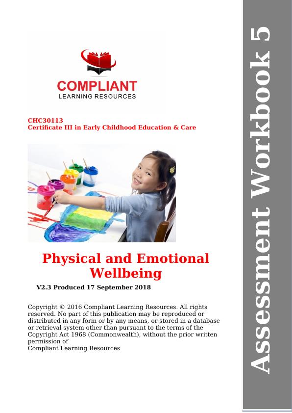 Competency Based Assessment Workbook for CHC30113 Certificate III in Early Childhood Education & Care_1