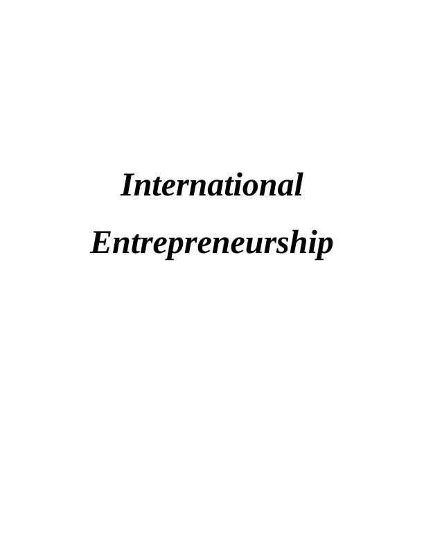 International Entrepreneurship Assignment - Wenzel_1