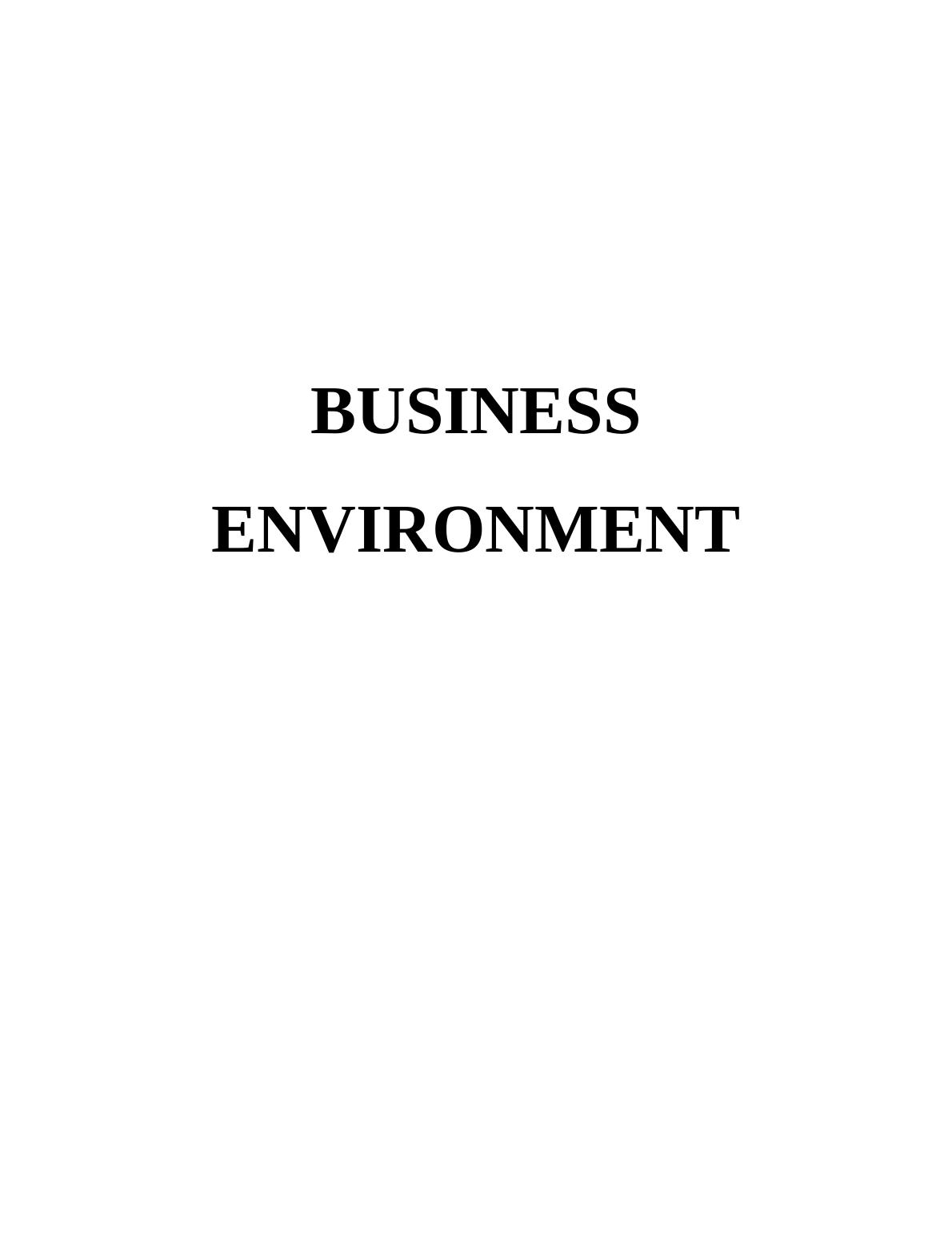 Impact of Business and Cultural Environment on Organization : Report_1