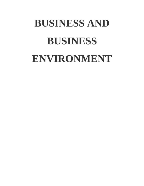 Introduction To Business Environment Business Essay_1