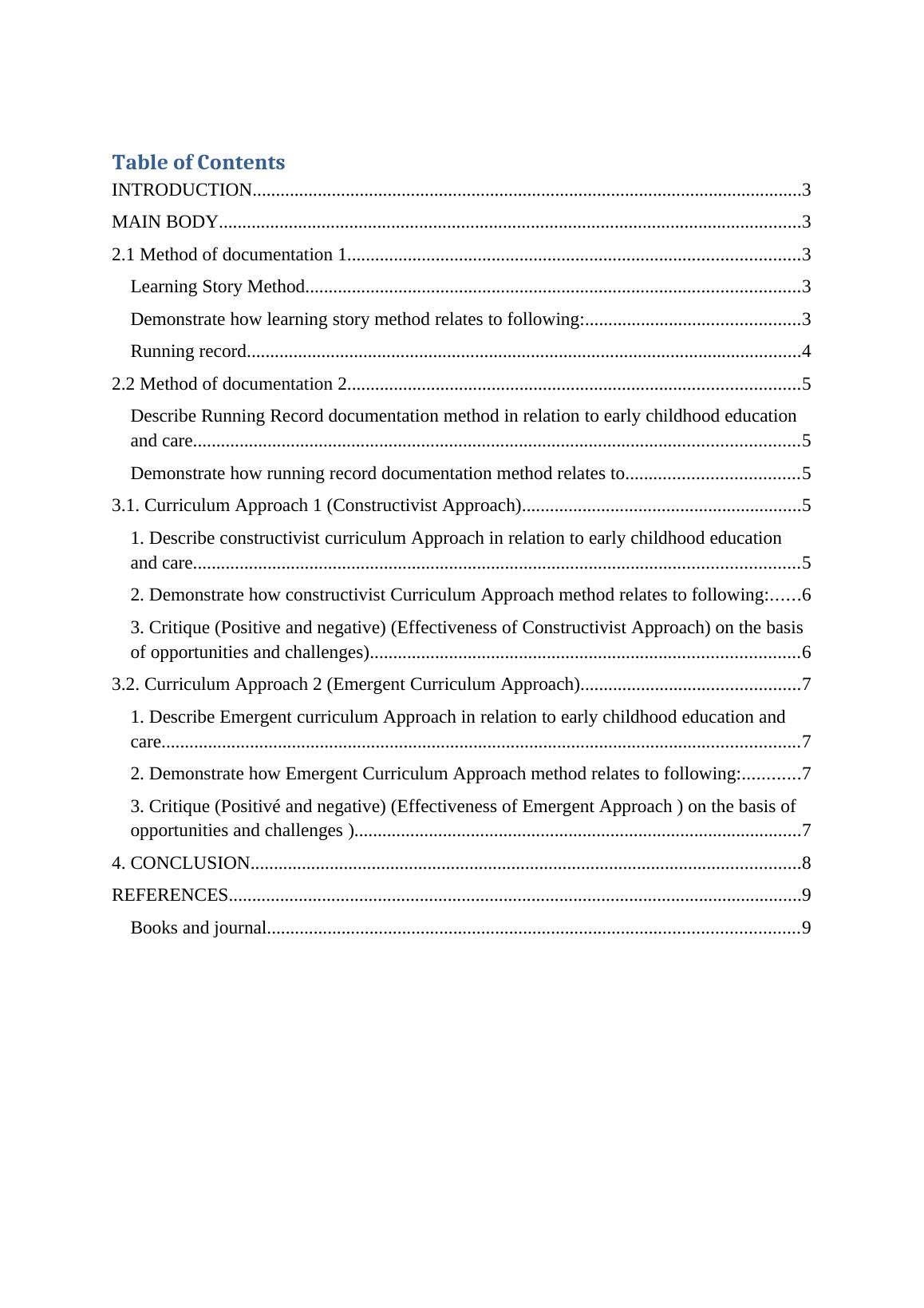 Critiquing Documentation and Curriculum Approaches - Desklib