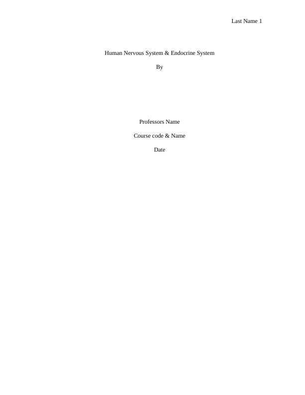 Human Nervous System & Endocrine System Assignment PDF_1