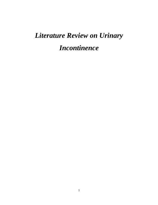 review of literature urinary incontinence