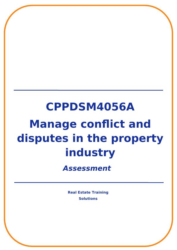 CPPDSM4056A – Manage Conflict and Disputes in Property Industry_1