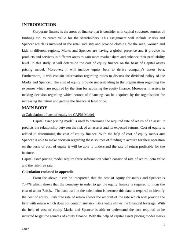 Corporate Finance - Assignment Sample_3