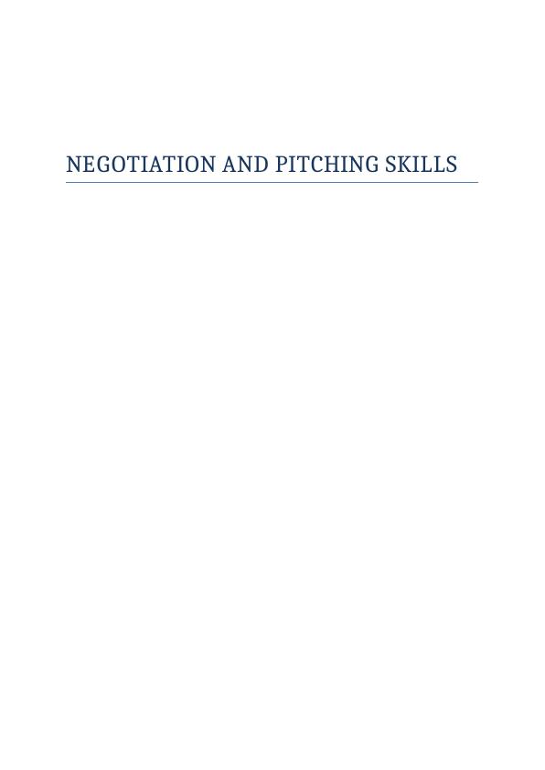 Pitching and Negotiation Skills– Assignment_1