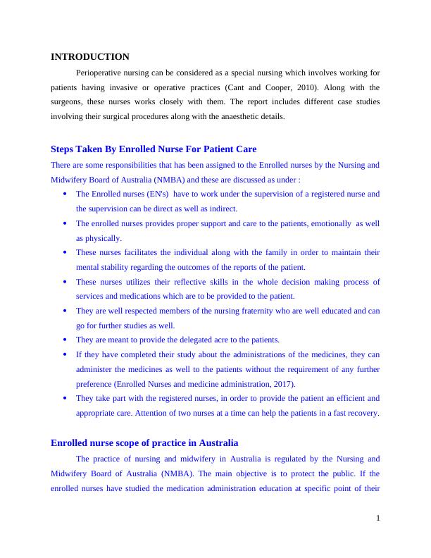 Practice in the Perioperative Nursing Environment Assignment_3