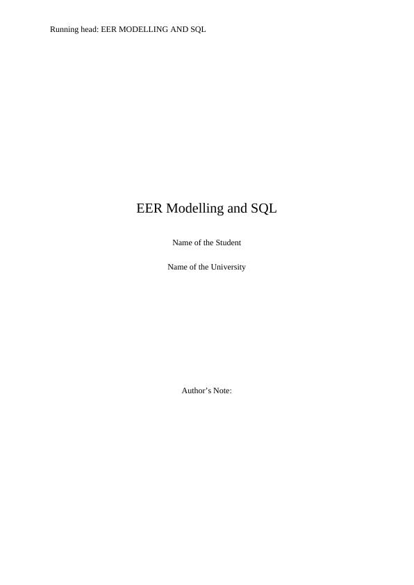 EER Modelling and SQL_1