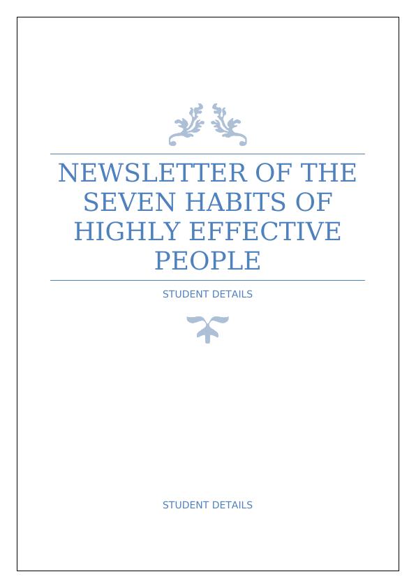 HABITS NEWSLETTER OF THE SEVEN HABITS OF HIGHLY_1