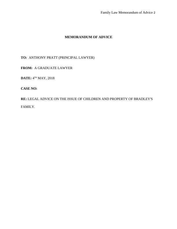 Family Law Memorandum of Advice Assignment_2