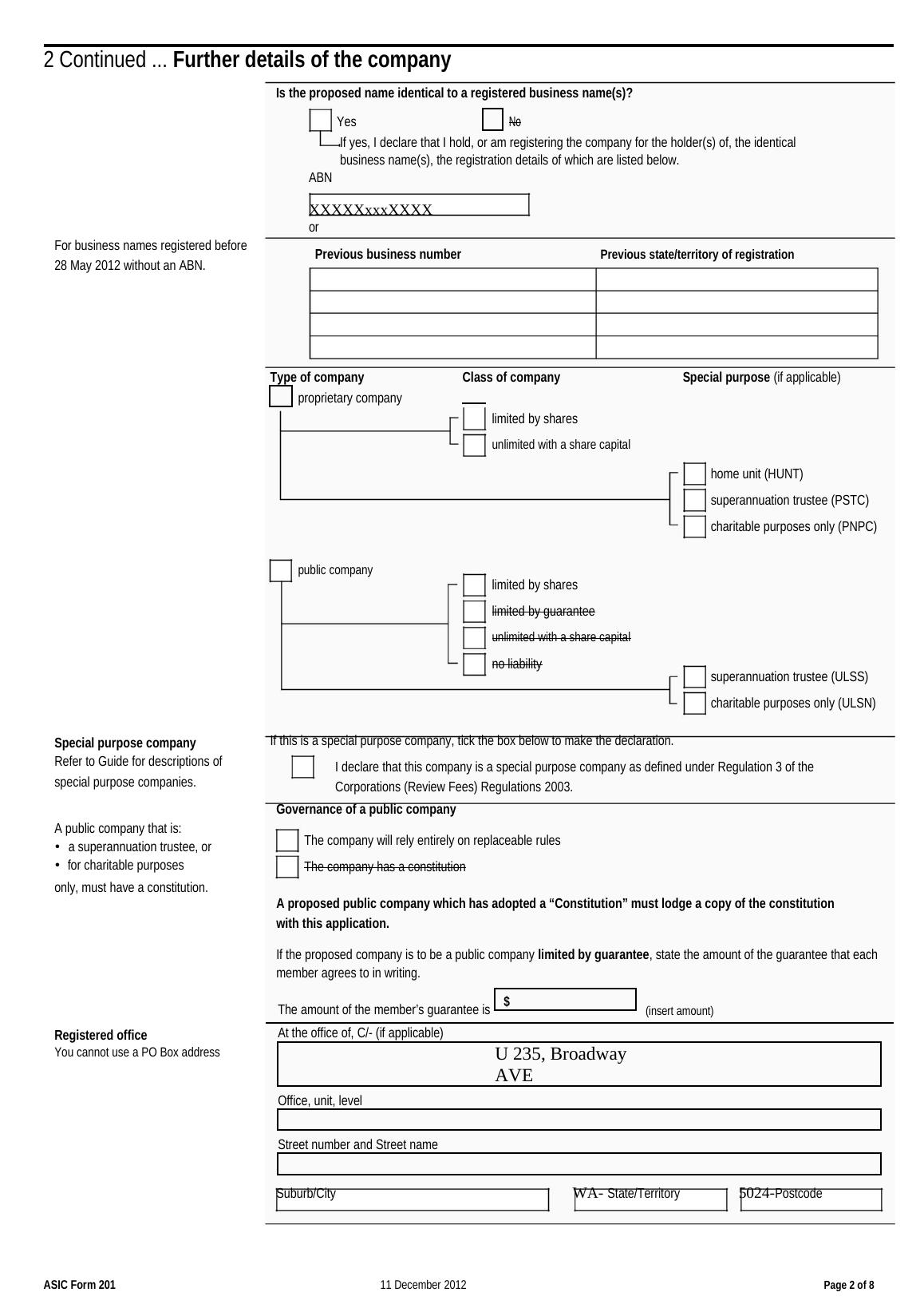 Application for registration as an Australian company under the Corporations Act 2001 117_2