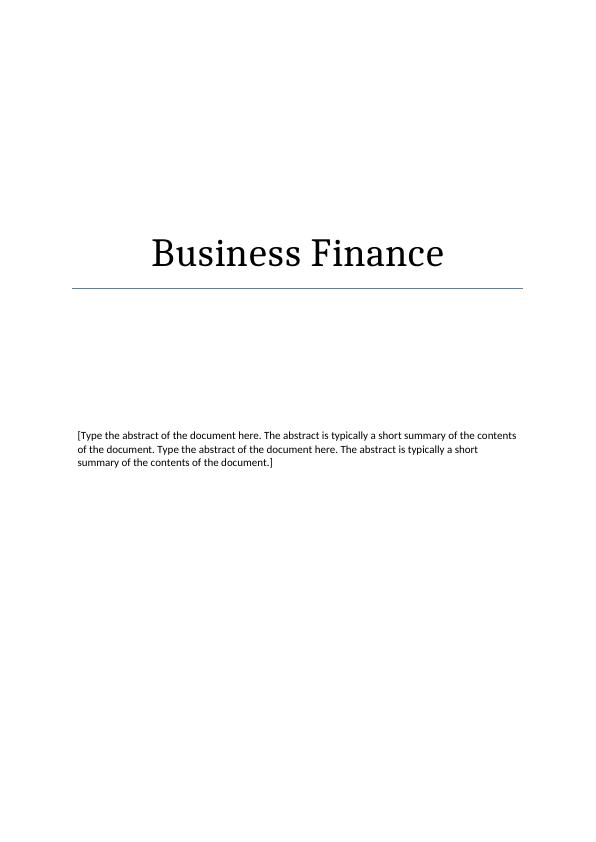 Business Finance Assignment | Capital Asset Pricing Model (CAPM)_1