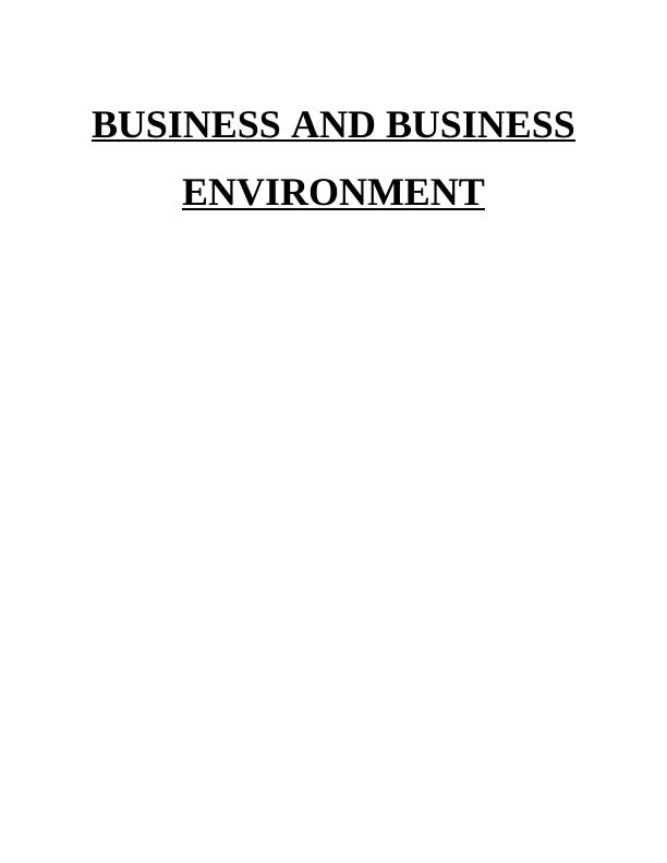 Business Environment : Assignment Solution_1